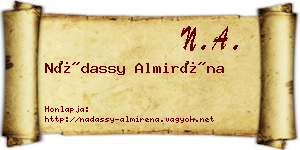 Nádassy Almiréna névjegykártya